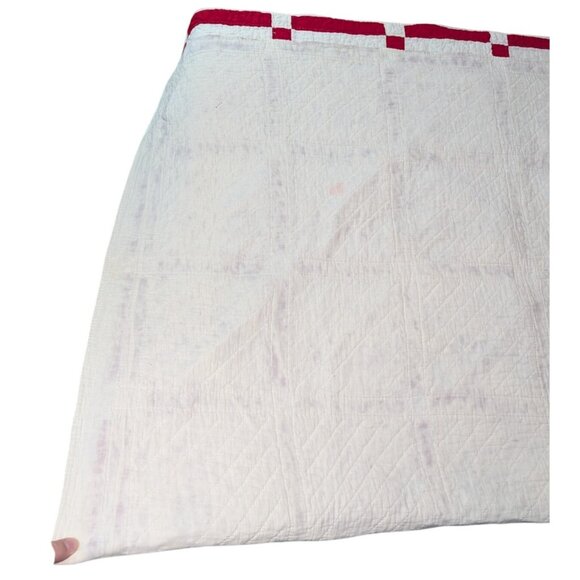 Redwork Colonial Embroidered Quilt Early 1900s Twin 83x67 Pioneer Hand quilted - Picture 3 of 16